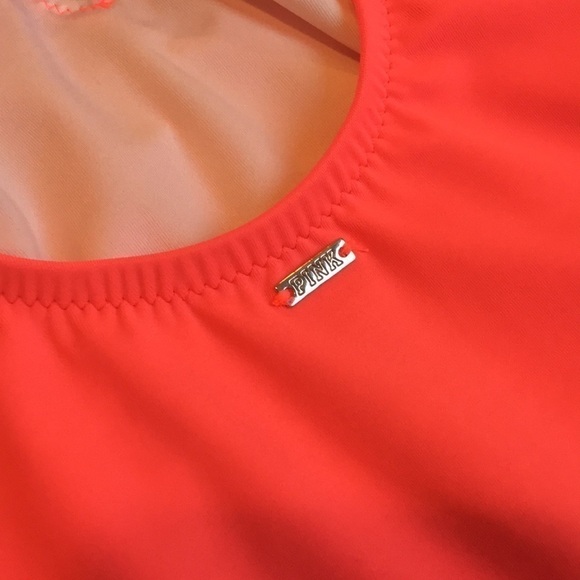 Neon Pink One Piece Swimsuit Cheeky VS Size Large Low Back Lattice Detail Barbie - Picture 7 of 9